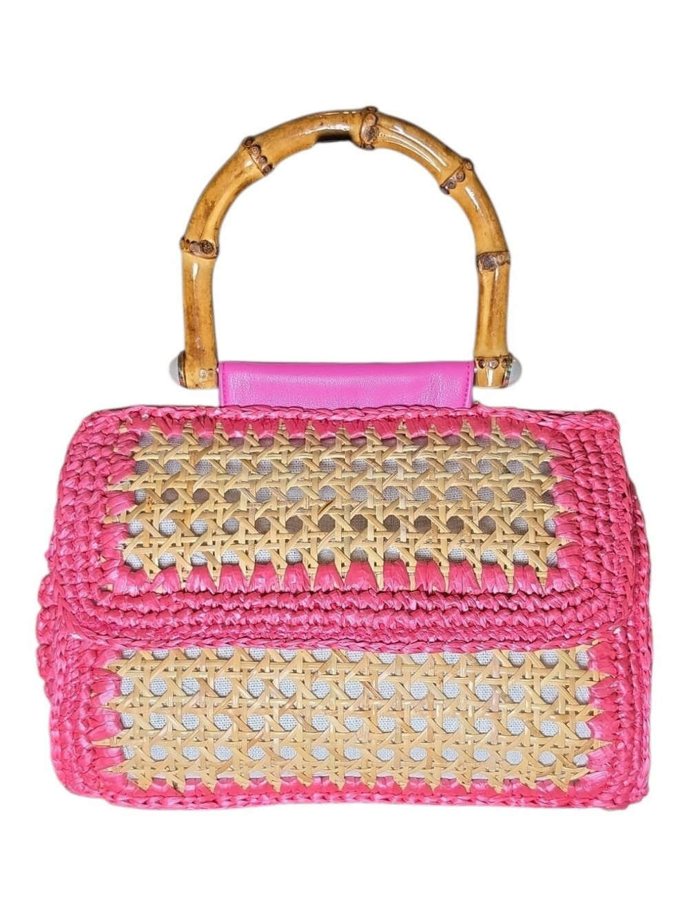 $168 NWT BTB Los Angeles Bag With Detachable Shoulder Strap Pink Rattan